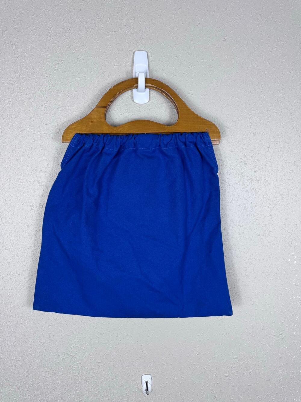 French Connection Wooden Handled Cotton Blue Handbag